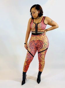 Bandage leopard legging set
